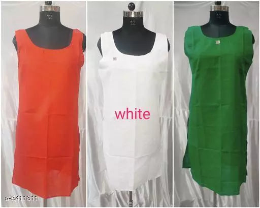 Comfy Women's Cotton Solid Long Camisoles Slip (Pack Of 3)