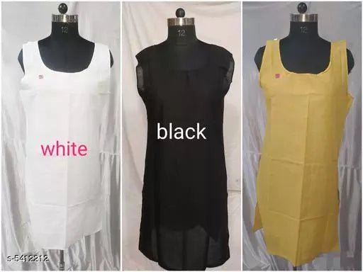 Comfy Women's Cotton Solid Long Camisoles Slip (Pack Of 3)
