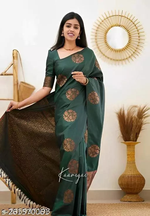 New Fancy Soft Banarasi Premium silk Sarees With Fancy Blouse Piece BY KRADDLE