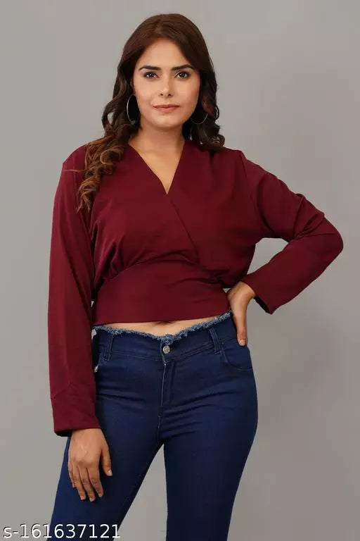 Full Sleeves Crop Top For Women