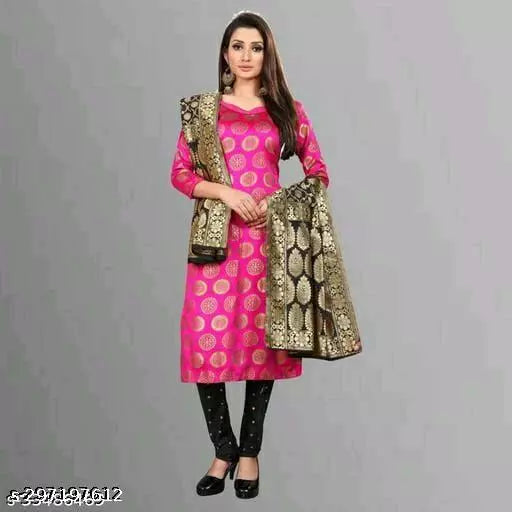 SUIT+BLACK SARKARI-BLACK BUTTI-RANI GOLA TOP