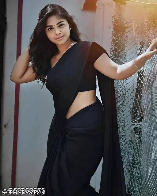 Fancy Party Wear Sarees BLACK Colour Sarees with BY Kraddle