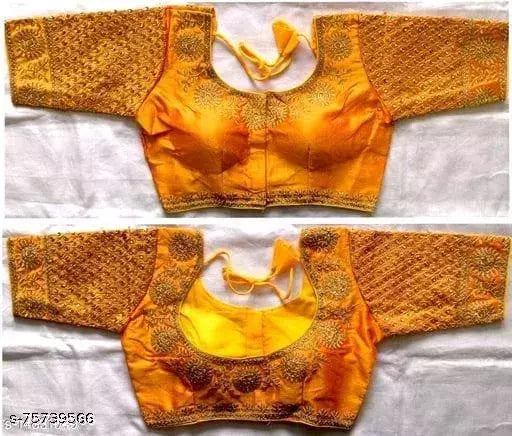 Mangalam work designer silk blouse with gold zari embroidered butti by vaidik