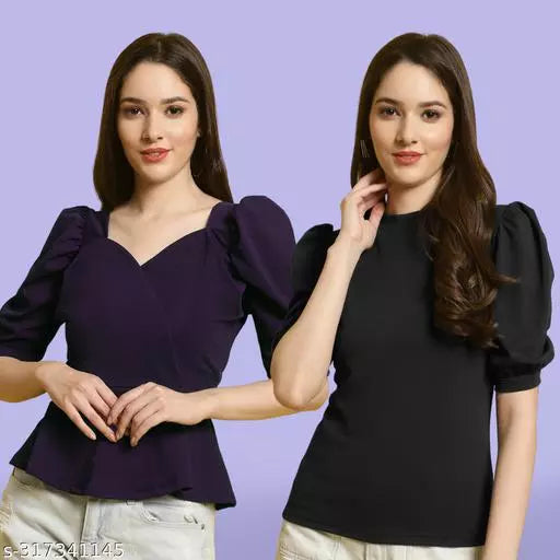 Clasic Casual Fashion Forward Women's Top - Pack of 2