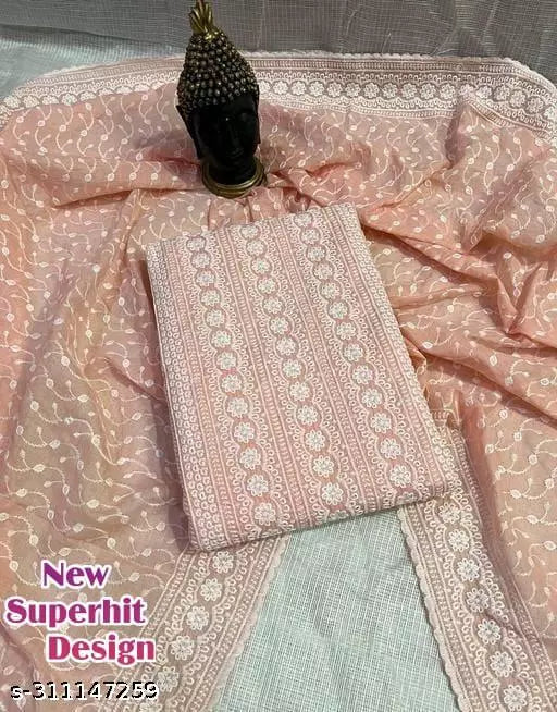 Womens PC Cotton Salwar suits & Dress Materials With All over Full Chikankari Work Fancy Bread Stones Thread Work