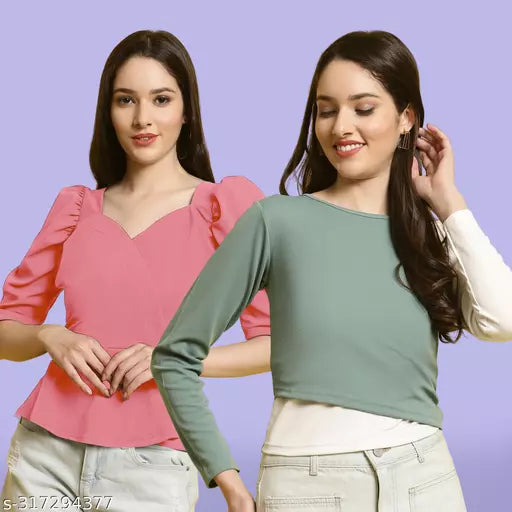 Clasic Casual Fashion Forward Women's Tops - Pack of 2