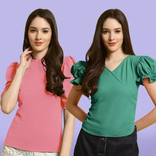 Clasic Casual Fashion Forward Women's Top - Pack of 2