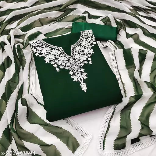 Myra Gracefull Fancy Women's Unstiched Patiala Georgette Suits With Beautifull Chainstich Work green Suit