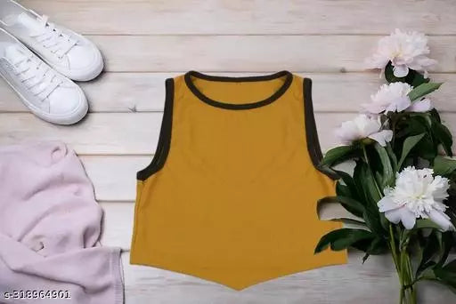 Women's Solid Cotton Rib Knit Crop Tank Top