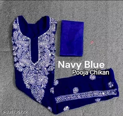 Chikankari embroidered mirror work gala booty chiffon kurti with cotton inner.