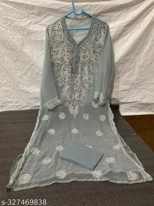 MIRROR WORK CHIKANKARI KURTI WITH INNER