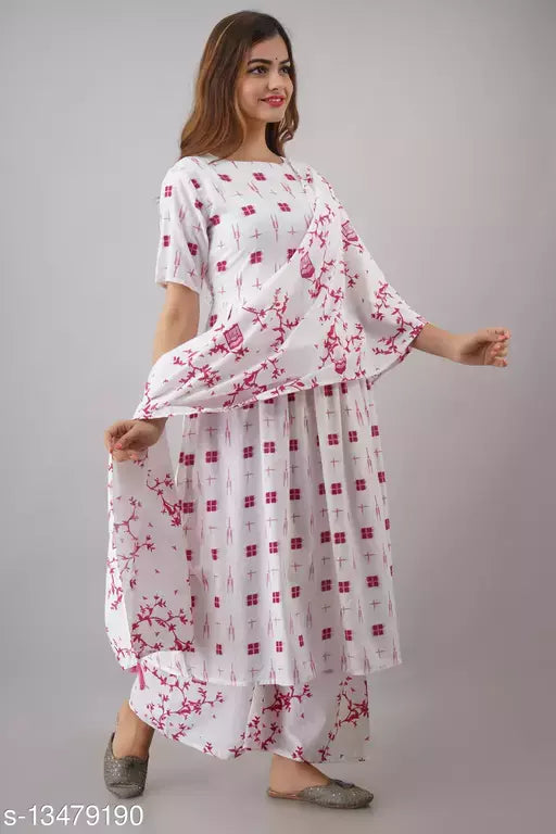 Mialo cotton aline kurta plazzo with dupatta