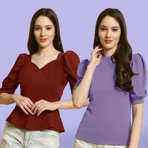 Clasic Casual Fashion Forward Women's Tops - Pack of 2