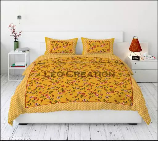 Jaipuri Pure Cotton Double Queen Bedsheet With 2 Pillow Covers