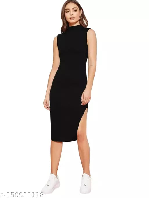 Seleeveless One Piece Black Dress For Woman