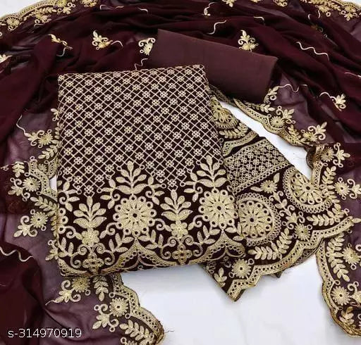 Women's Patiala Embroidered Work Plus Double Layer Multiwork Sequence Work Georgette Salwar Suit & Dress Materials