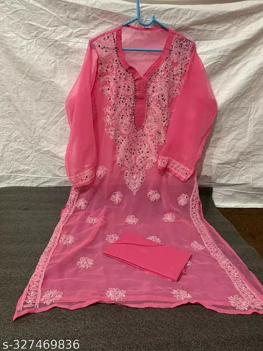 MIRROR WORK CHIKANKARI KURTI WITH INNER