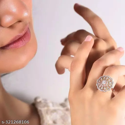 Enchanted Garden: Floral Gemstone Women's Ring for Grils
