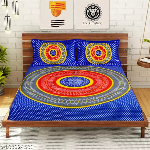 Double Pure Cotton Bedsheet With 2 Pillow Covers