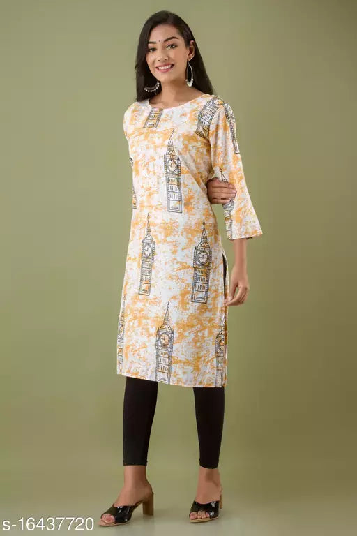 Mialo cotton watch print staright kurta.