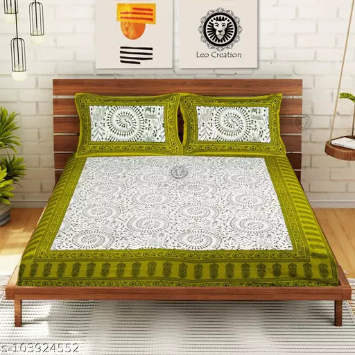 Double Pure Cotton Bedsheet With 2 Pillow Covers