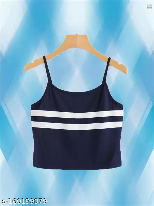 Vivient Navy Blue white strip top for women and girls