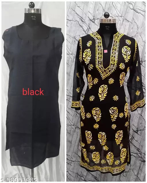BLACK SHADED ROSE WITH INNER Kurtis