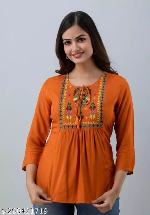 Rayon Embroidery Combo Girls Top