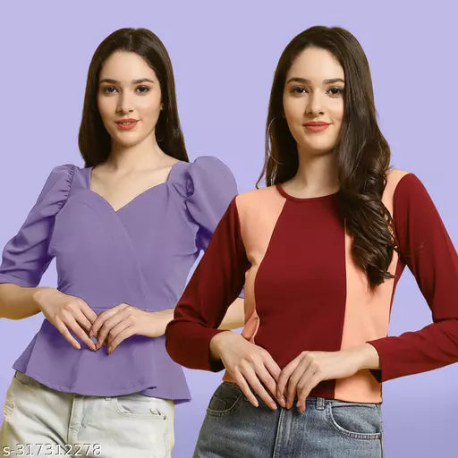Clasic Casual Fashion Forward Women's Top - Pack of 2