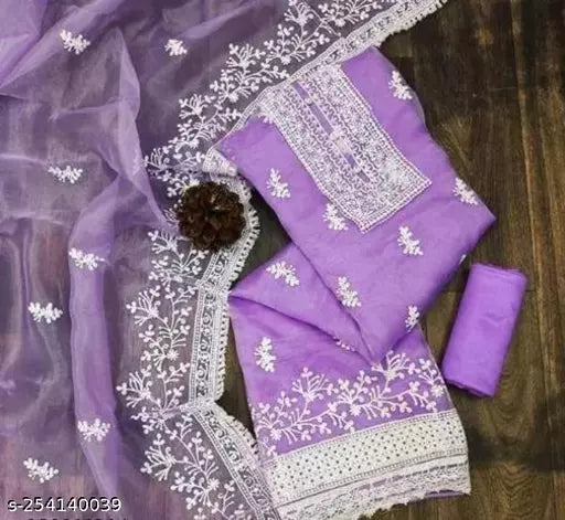 LATEST NEW ARRIVAL ORGANZA SUIT WITH EMBROIDERED DOUBLE MULTI WORK DRESS MATERIAL SUIT FOR WOMEN