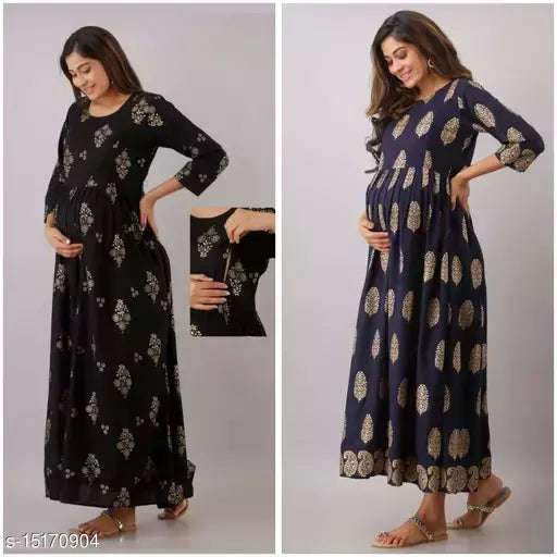mialo black nd blue maternity kurta with feeding zips
