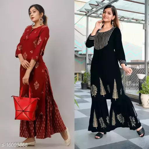 Mialo maroon sharara set and black gotta sharara