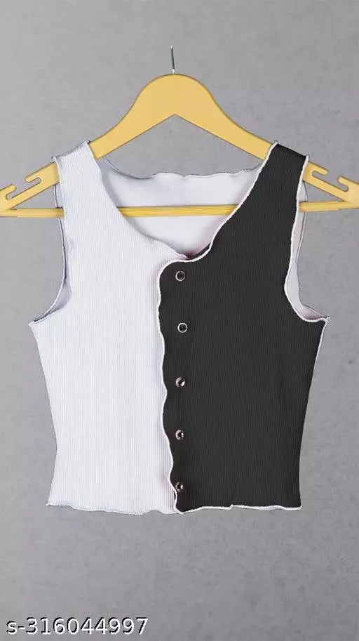 Women's Solid Cotton Rib Knit Crop Tank Top
