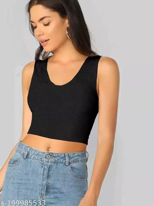 Black Crop Top For Woman