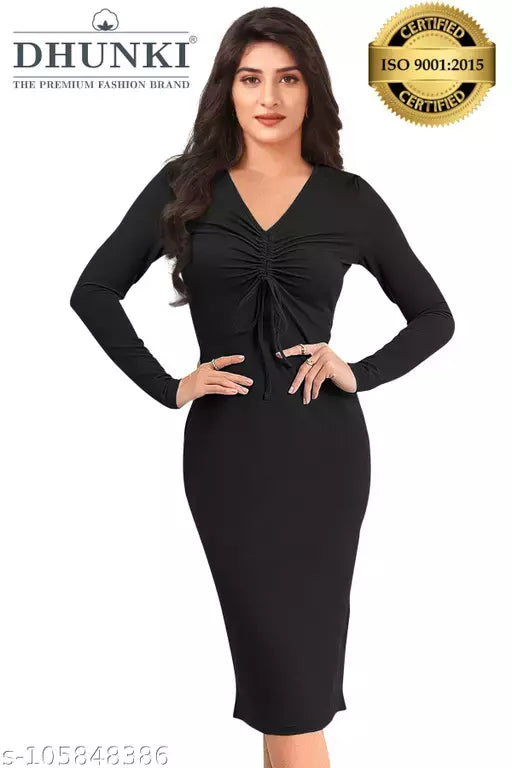 DHUNKI Women's Black Dress