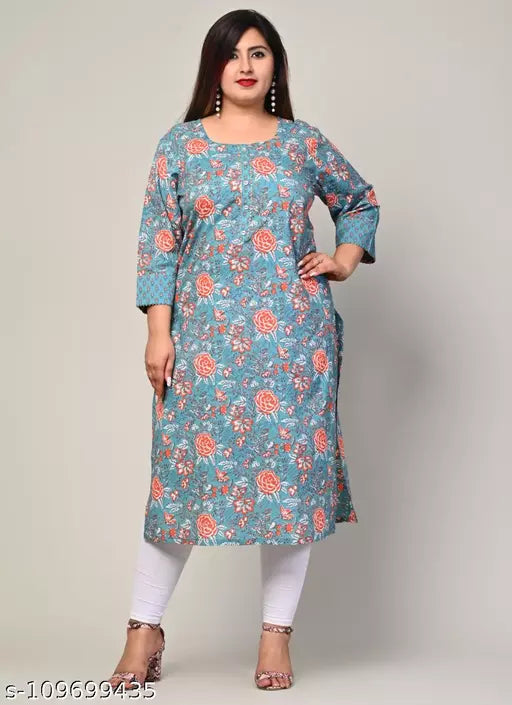 Swasti Women Plus Size Printed Straight Kurta