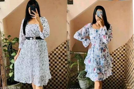 STYLISH GEARGETTE FABRIC MIDDI COMBO