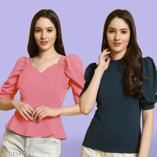 Clasic Casual Fashion Forward Women's Top - Pack of 2