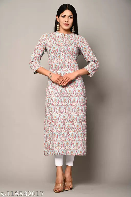Swasti Women Printed Pure Cotton Straight Kurta