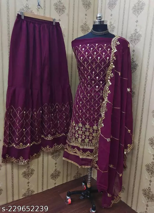 Georgette 9mm Heavy sequence Work Wear Suit Like Party Wear Garara suit
