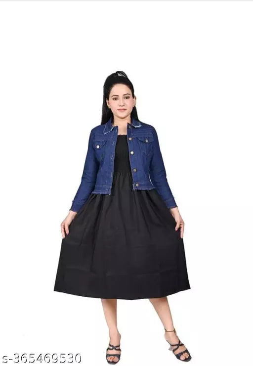 Stylish Consai dress with 3 Patti jacket dark