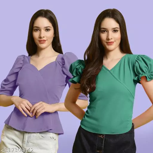 Clasic Casual Fashion Forward Women's Tops - Pack of 2