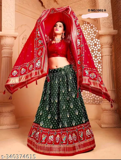 New Women's Green Party Wear Wedding Lehenga Choli Set with Dupatta Dress