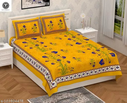 Double Pure Cotton Bedsheet With 2 Pillow Covers