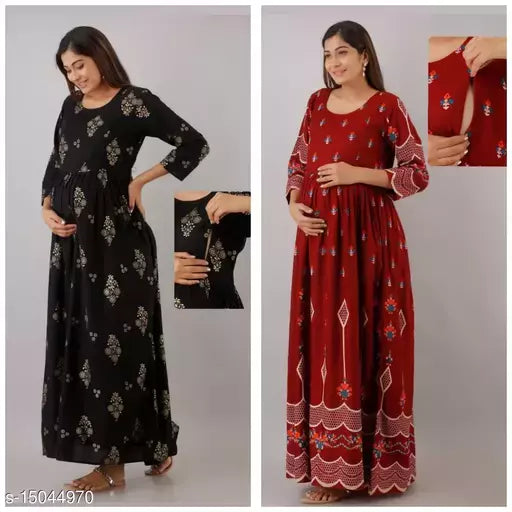 mialo black nd red maternity kurta with feeding zips