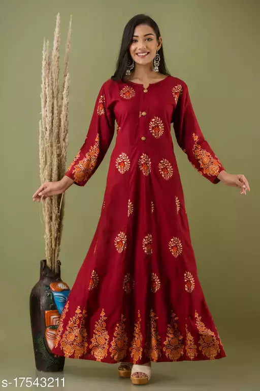 Mialo red circle anarkali kurta.