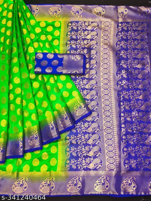 Morpich Fashion Nylon Banarasi Silk Same Border Saree