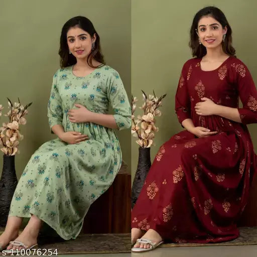 Mialo combo of 2 maternity feeding kurtis.