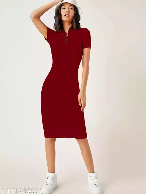 One Piece Maroon Dress For Woman