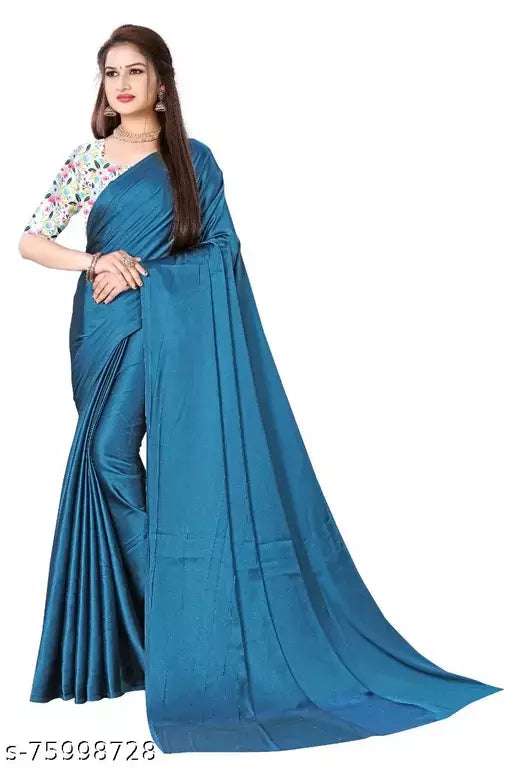 SARTIN SAREE WITH DIGITAL BLOUSE (UNSTITCHED)